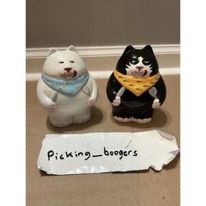 Vintage Fat Cat Salt and Pepper Shakers: Clay Art San Francisco, 1992
